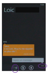 Capture de l’écran Windows 7.5 pour l’envoi d’un SMS